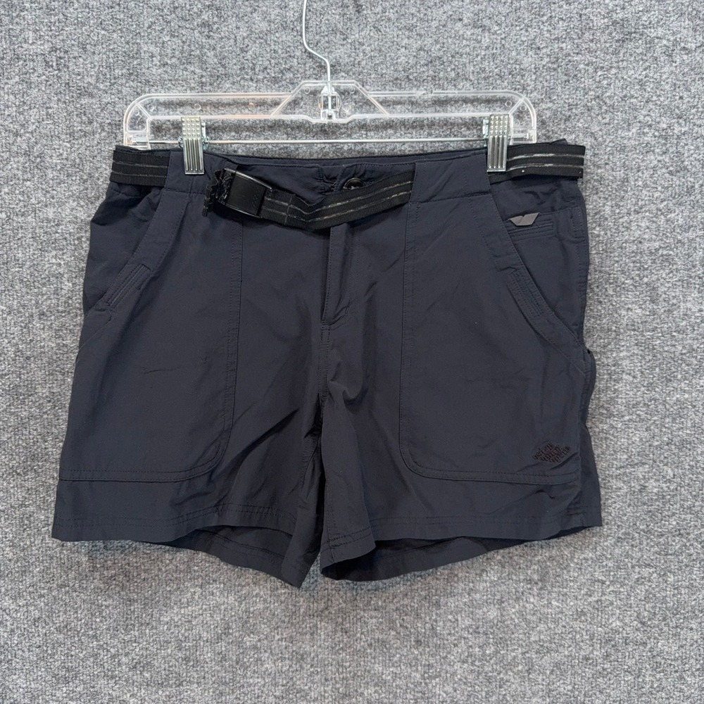 Eastern Mountain Sports Shorts Womens 6 Black Belted Hiking Outdoor Active Trail